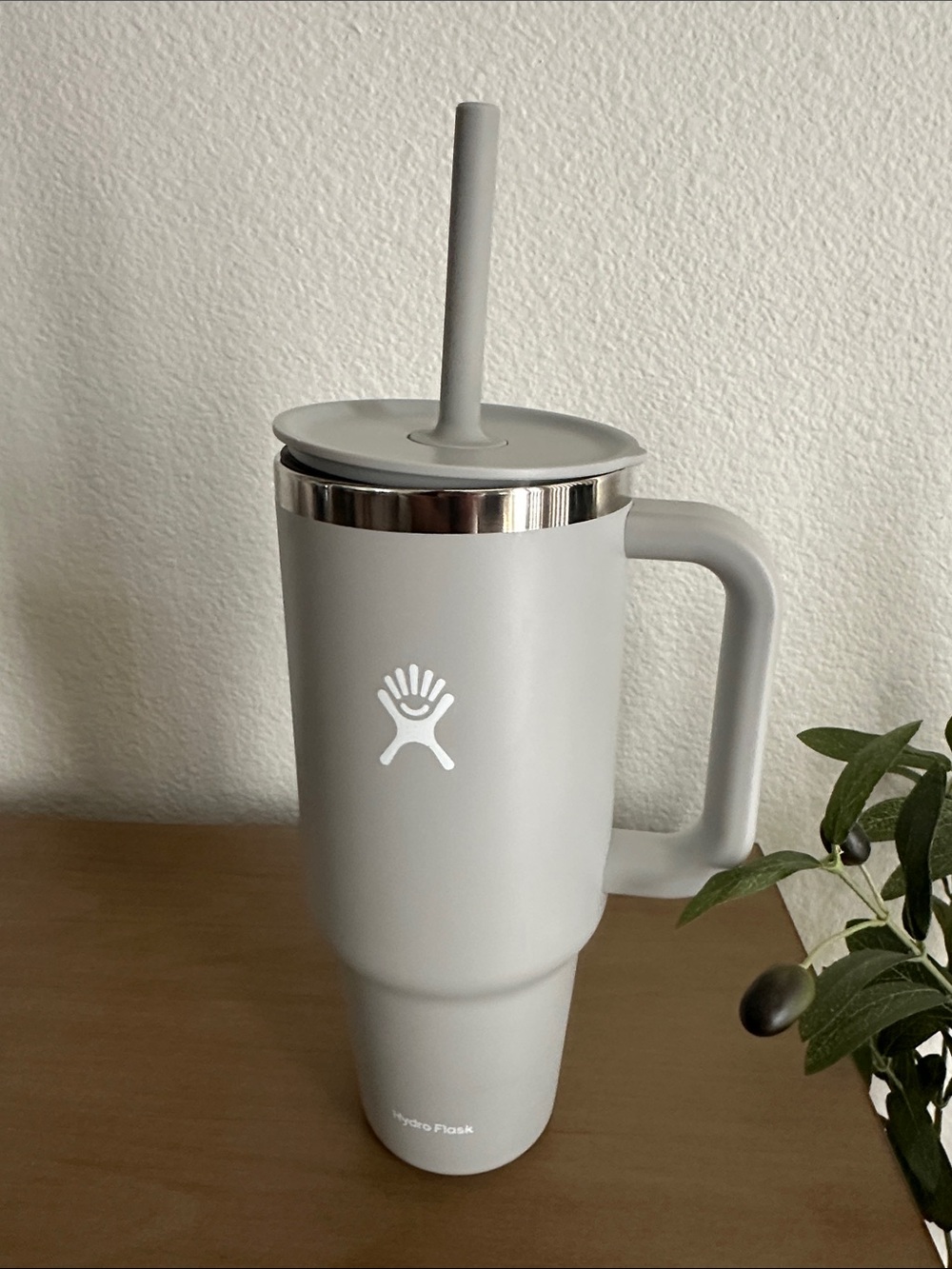 Hydro Flask 40oz Gray Insulated Handle Tumbler with Straw